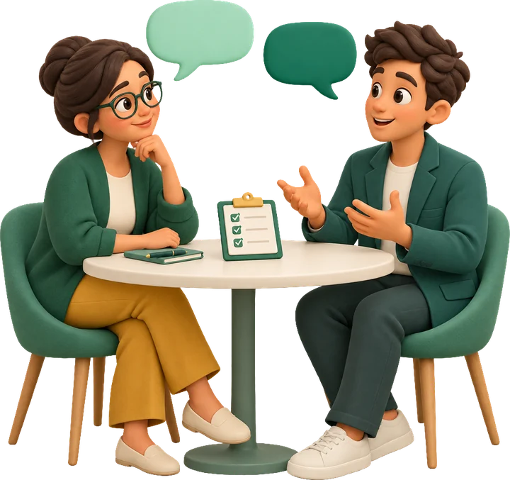 A mentor running a mock interview with a candidate